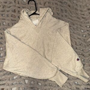 Champion RW Cropped Heather Gray Pullover Hoodie Size S